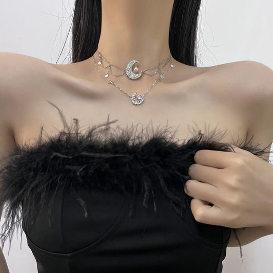 Star Moon Necklace for Girls: Light Luxury, Small and Popular, Advanced Design Sense, Network Red Love, Collar Chain, 2022 New Fashion Necklace