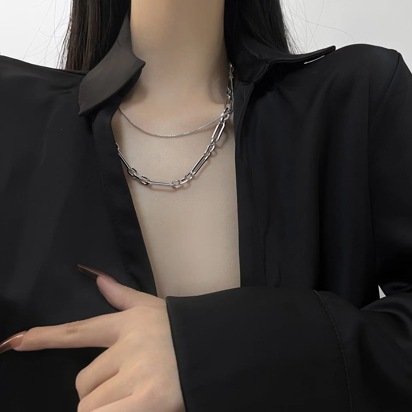 Original multi-purpose hairpin collarbone chain ins wind star element pentagram full diamond chain splicing necklace vintage y2k