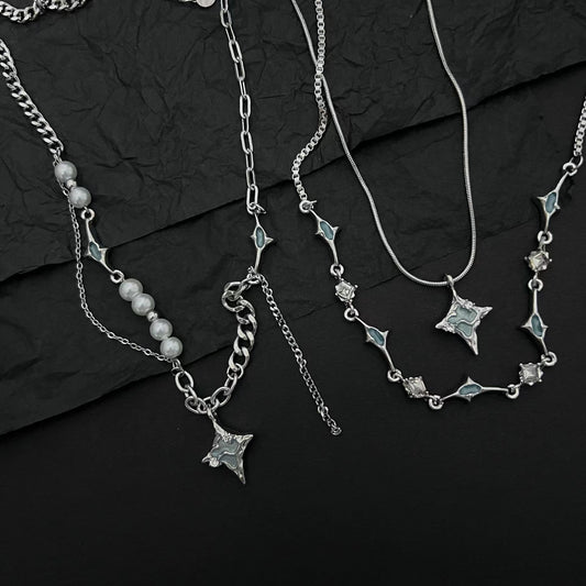 Design Blue Lava Starlight Necklace Fashion Men and Women Couple Sweater Chain Minimalist Sweater Chain Insider Design Sense