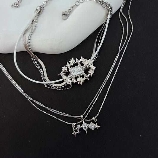 Y2K white diamond sweetheart choker necklace Spice girl sweet cool subculture Baroque retro niche senior design lock