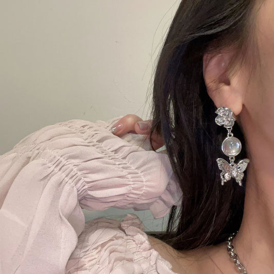 Sweet Dream Butterfly Tassel Earrings Women's Long Earrings High Grade Necklace Light Luxury Earrings