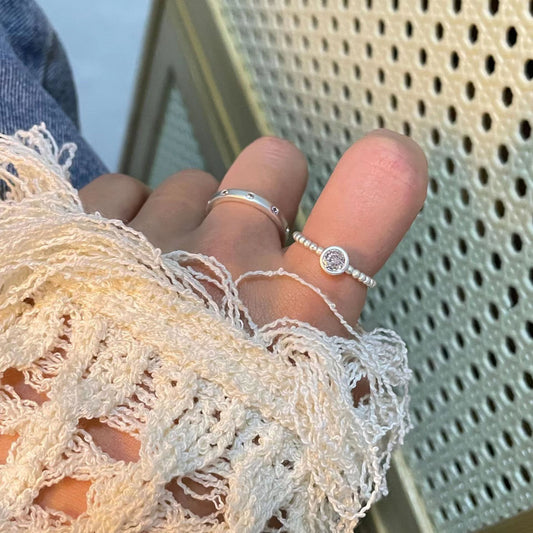 Plain Ring Zircon Metal Open Ring Set with Female Minority Design Advanced Sense Index Finger Ring Simple and Cool Style Ring