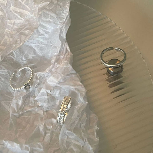 Plain Ring Zircon Metal Open Ring Set with Female Minority Design Advanced Sense Index Finger Ring Simple and Cool Style Ring