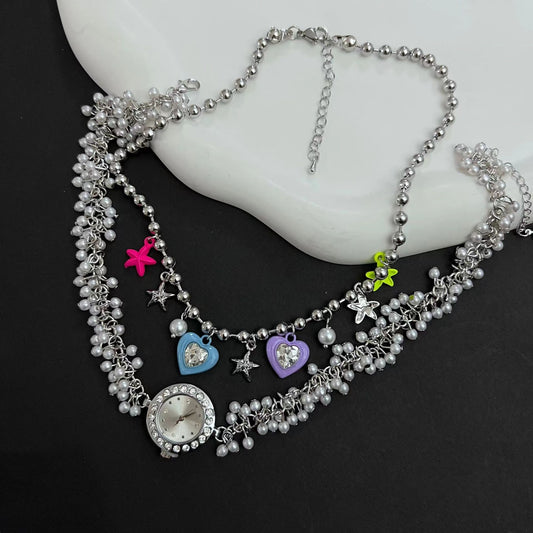 Pearl 2023 New Style Dial Zircon Necklace for Women's Light Luxury Small Crowd Collar Chain Crystal Gem Necklace Neckchain High