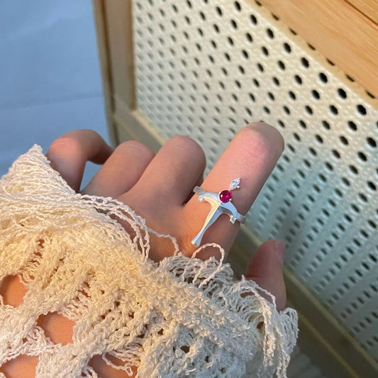 Circular Ring Women's Design Feel Adjustable Cross, Small and Trendy Ins Style, Simple and Fashionable Ring