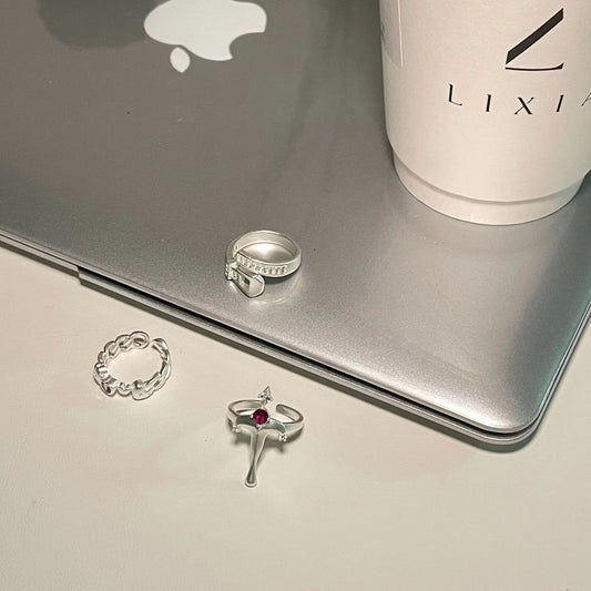 Circular Ring Women's Design Feel Adjustable Cross, Small and Trendy Ins Style, Simple and Fashionable Ring