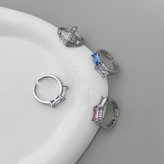 A niche design with gemstone inlaid rings for women with a high-end feel, irregular geometric index finger ring recommended by bloggers
