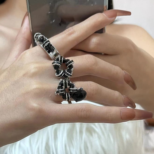 Original Black Poison Black Stone Ring with Small Design, Sweet and Cool Style, Simple and Advanced Sense, Personalized Ring for Male and Female Lovers