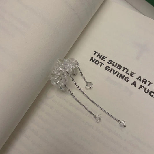 Small and Elegant Ice Block Crystal Tassel Long Style Immortal Style Earrings, Hairpin Earclips, Collar Chain Rings
