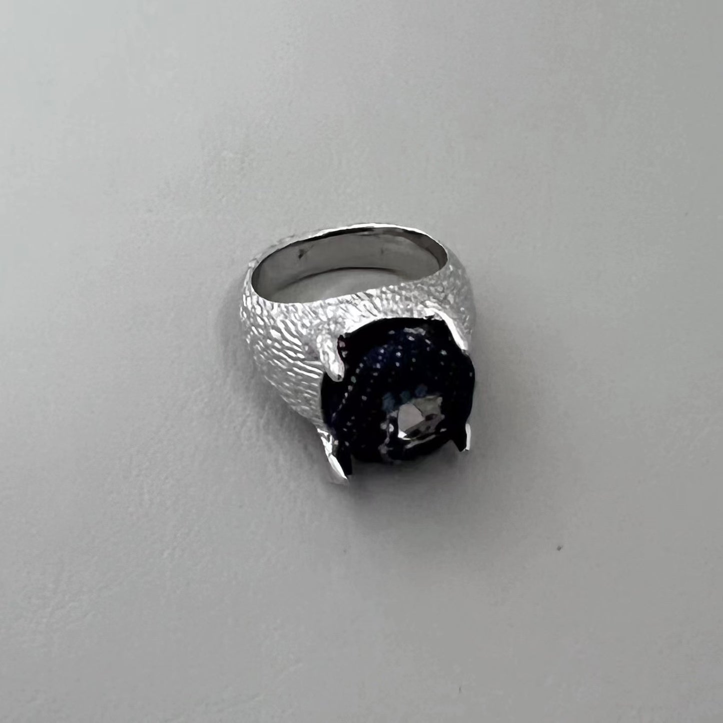 Aider Handmade Ring with Dark Black Style, Small Female Open End Ring, Retro Trend, Personalized Light Luxury, European and American Wide