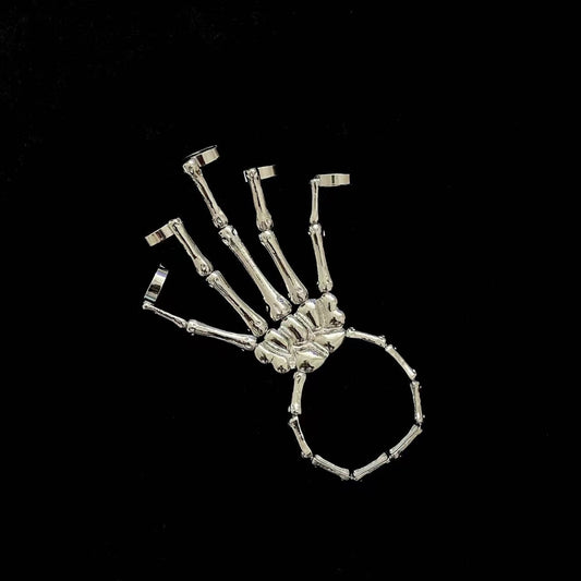 Skull Punk Style Silver Skeleton Bracelet Gloves INS Flexible and Adjustable Unisex Fit