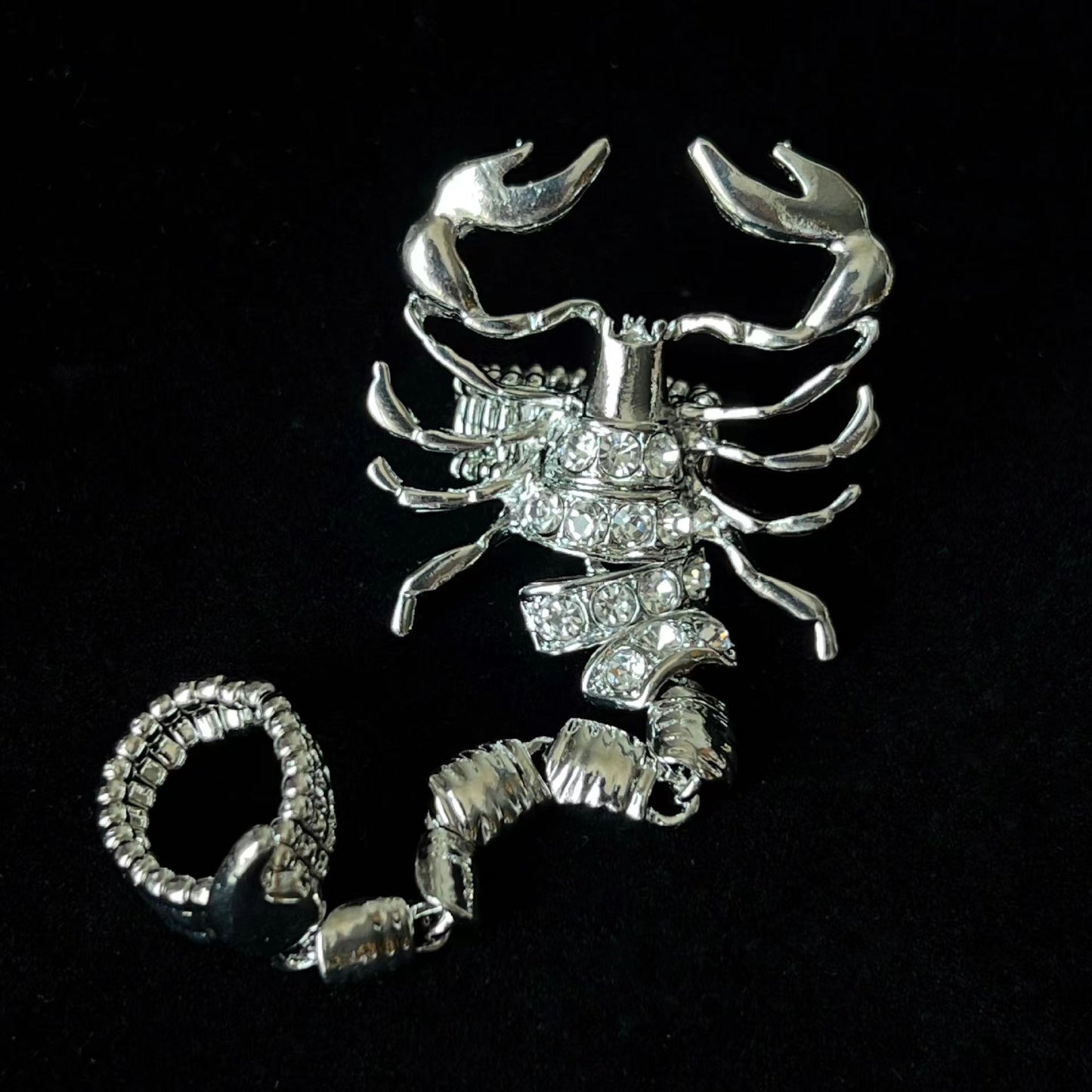 Scorpion Shiny Diamond Spicy Girl Ceiling Euramerican Punk Ins Style Gold Plated Alloy Elastic Ring Ring Ring
