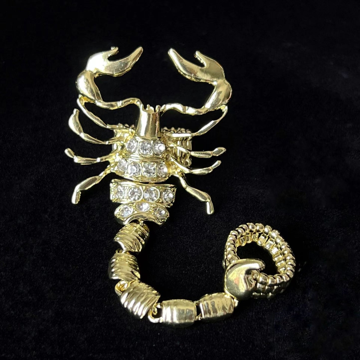 Scorpion Shiny Diamond Spicy Girl Ceiling Euramerican Punk Ins Style Gold Plated Alloy Elastic Ring Ring Ring