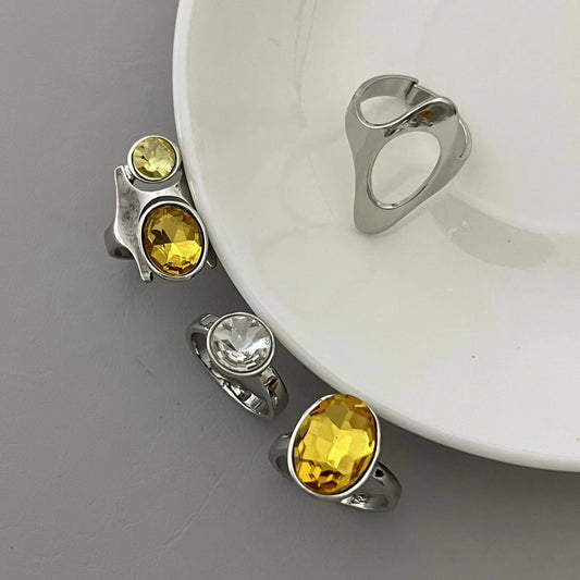 Mechanical Style Simple Fashion Punk Hollow Metal Ring Versatile Small Couple Ring Men and Women's Four Piece Set