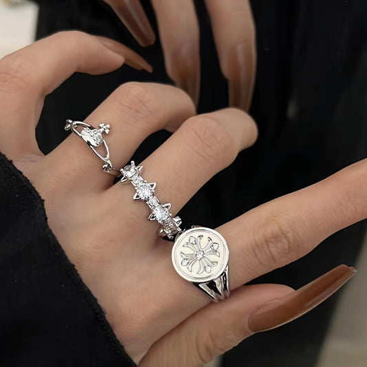 Cross ring, European and American niche design, three-dimensional Saturn minimalist temperament ring, Saturn full diamond ring