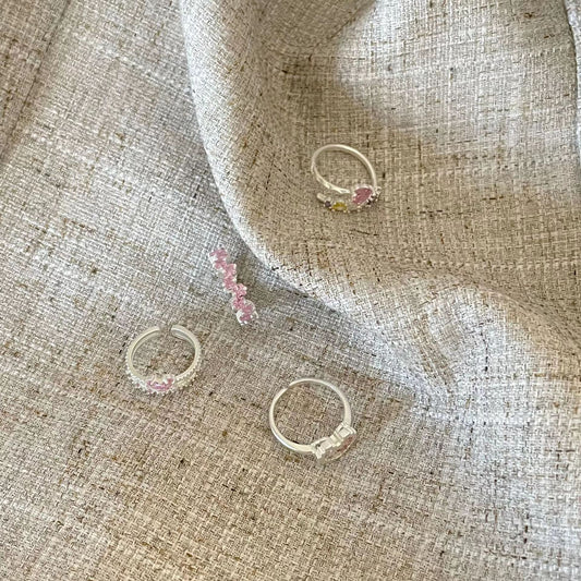 Pink Heart Zircon Open Metal Ring for Female Minority Design, High Grade, Personalized, Simple, and Versatile Style Ring