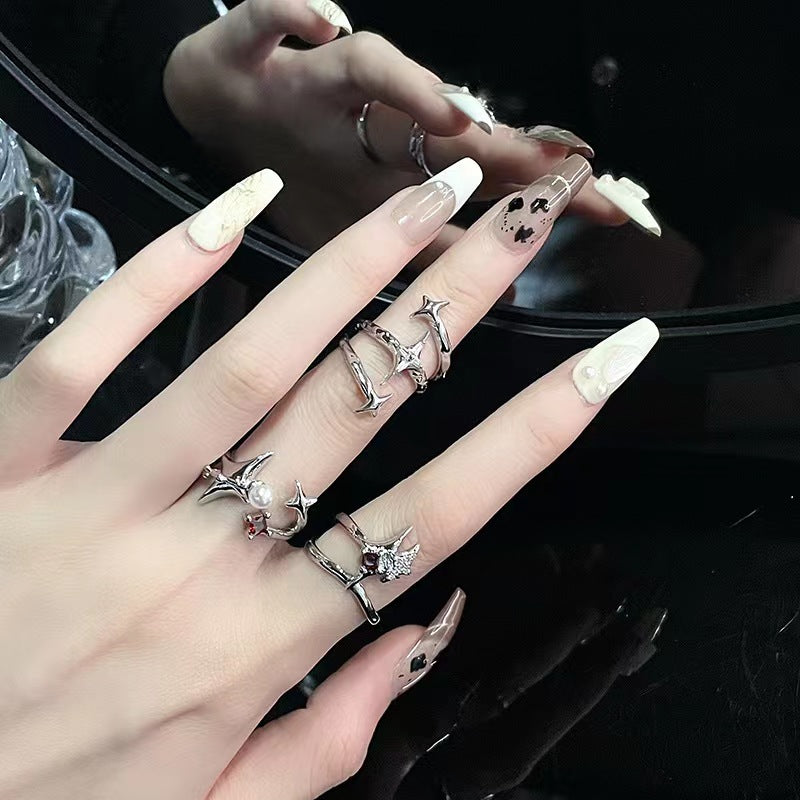 Cosmic Star Manger Ring for Women, Light Luxury French Zircon, Small Design, High Sense, Fashion, Personality, 2022 New Trend