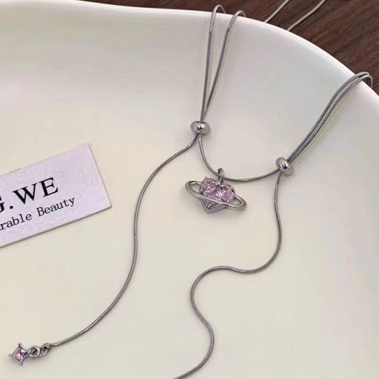 Wishing to Escape, Surrounded by Zircon Necklace, Female Light Luxury, Small Crowd Design Sense, French Style, Love Accessories Explosion