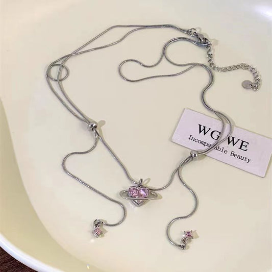 Wishing to Escape, Surrounded by Zircon Necklace, Female Light Luxury, Small Crowd Design Sense, French Style, Love Accessories Explosion