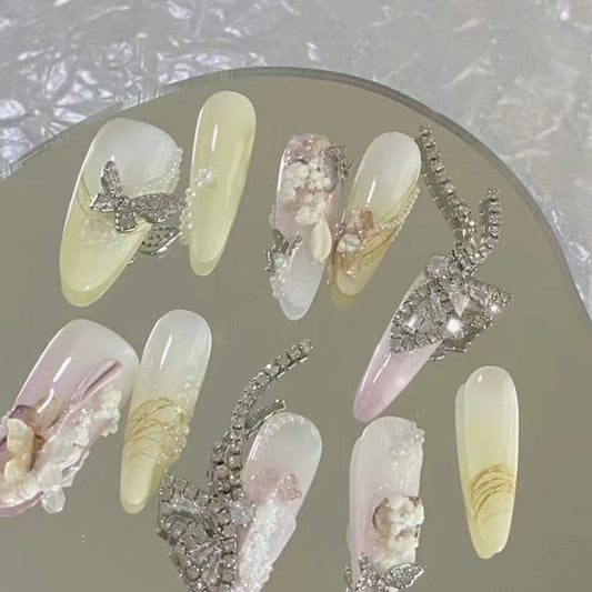 [2022 New Product] High Definition Nail Ornaments and Nail Stickers Finished Silver Nimo Garden Series Fantasy Butterfly