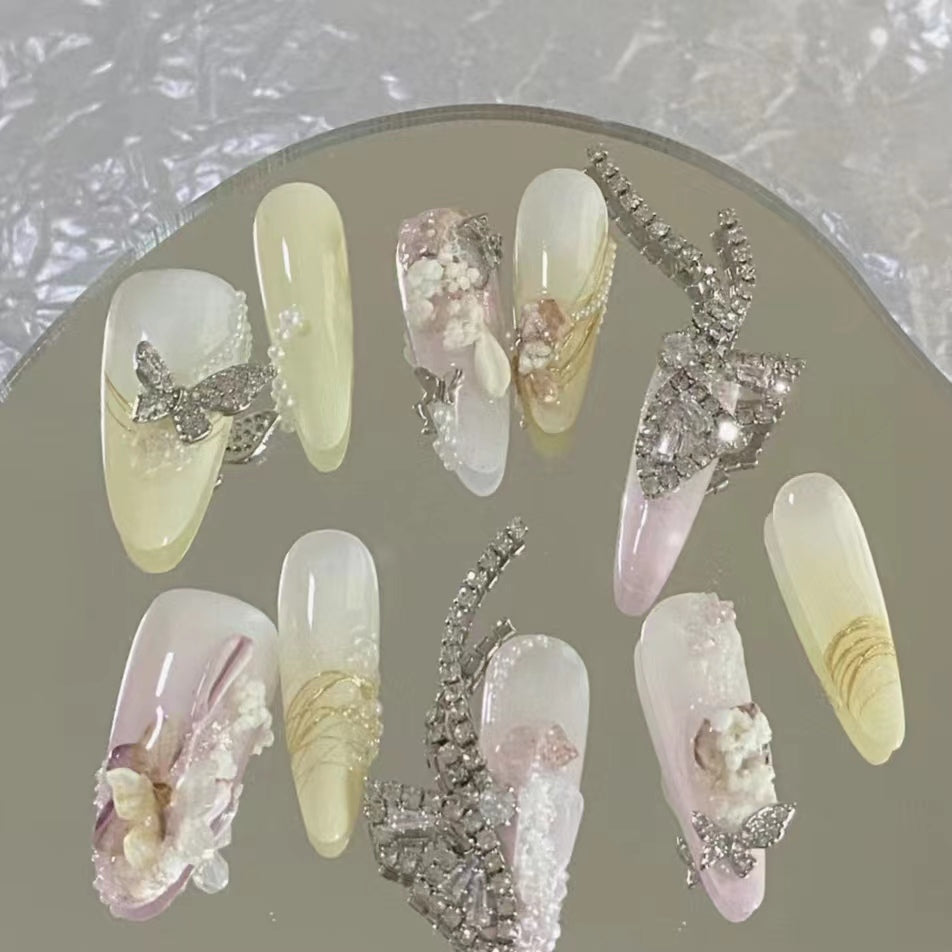[2022 New Product] High Definition Nail Ornaments and Nail Stickers Finished Silver Nimo Garden Series Fantasy Butterfly