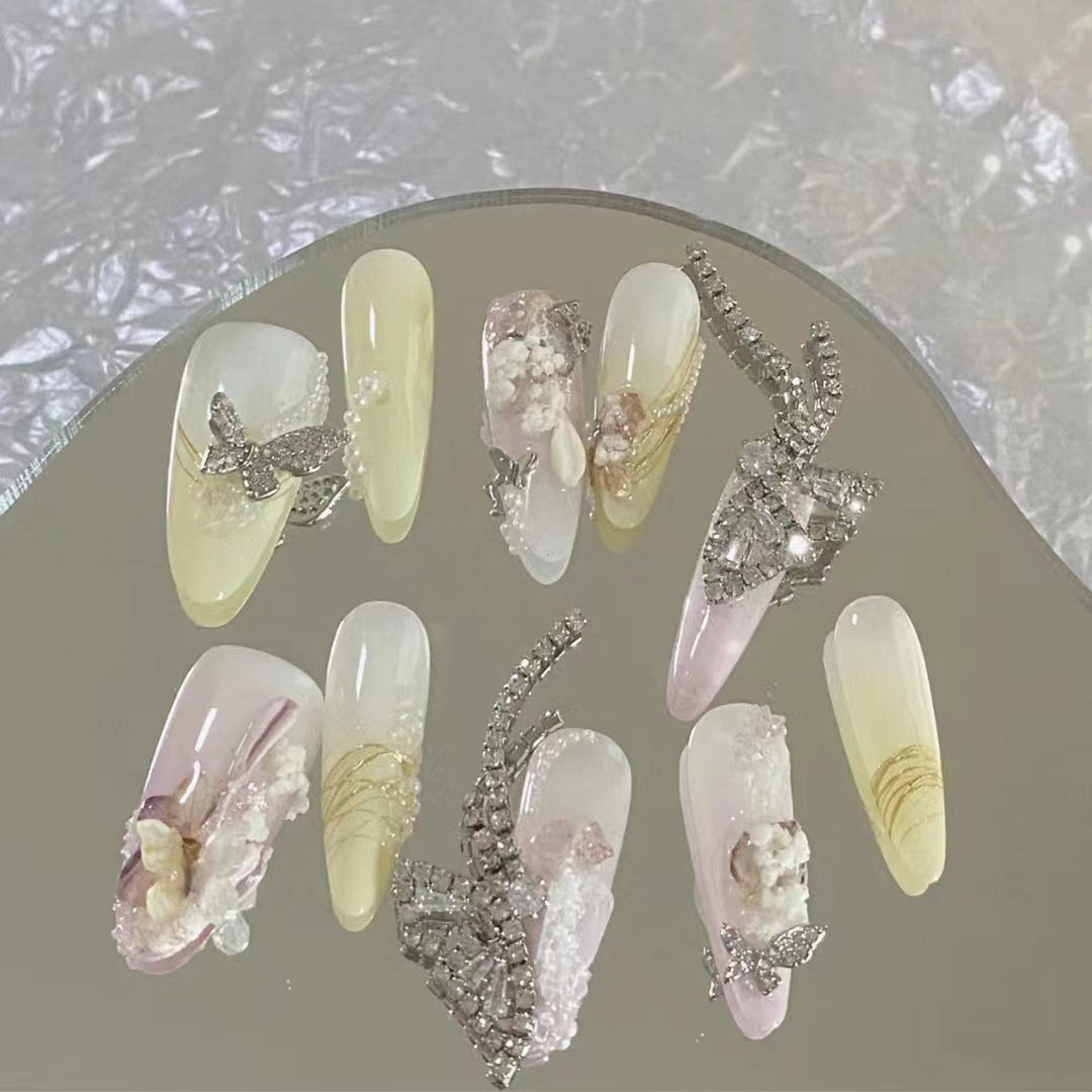 [2022 New Product] High Definition Nail Ornaments and Nail Stickers Finished Silver Nimo Garden Series Fantasy Butterfly