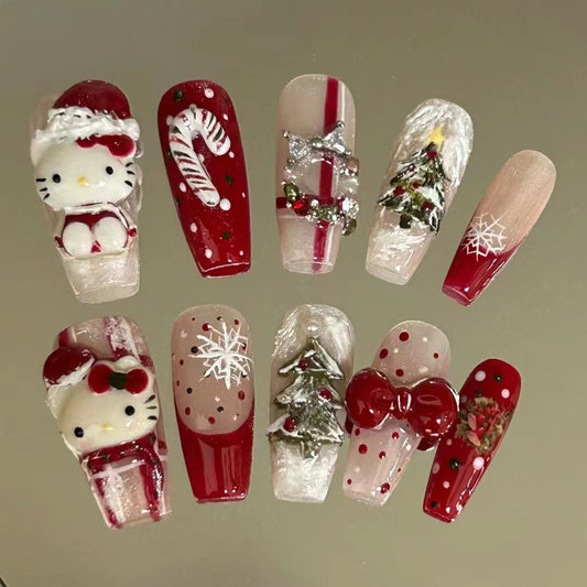 Colorful Christmas | Christmas Theme Co branded Series Festival Red Atmosphere Handworn Nails Creative Nail Enhancement