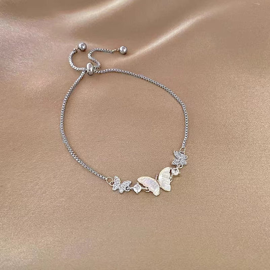 Pink diamond love bracelet female angel wings heart-shaped light luxury fashion hollow zircon bracelet hot new student trend