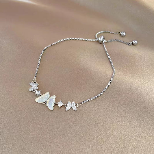 Pink diamond love bracelet female angel wings heart-shaped light luxury fashion hollow zircon bracelet hot new student trend