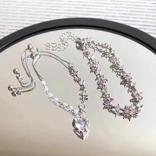 Zircon star love necklace women's design niche personality