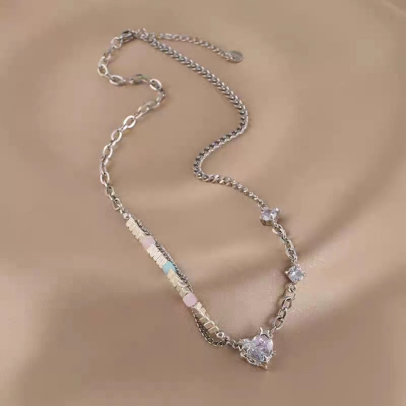 Huaji Love Titanium Steel Necklace 2023 New Popular Light Luxury Small Crowd Collar Chain Women's High end Feeling Neckchain Accessories Trend