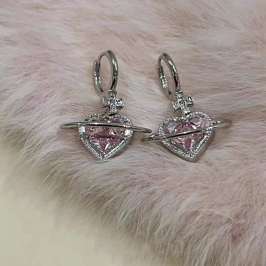 Korean Love Pink Earrings 2023 New Trendy