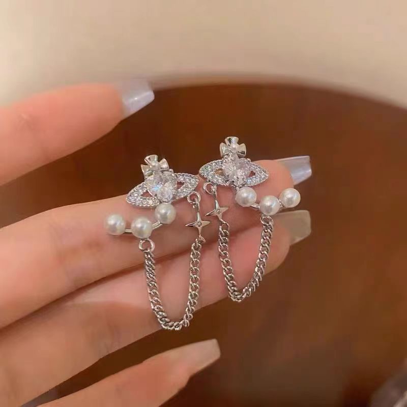Love Mangxing tassel earrings, light luxury, high-end feel, earrings, niche design, temperament, Korean internet celebrity