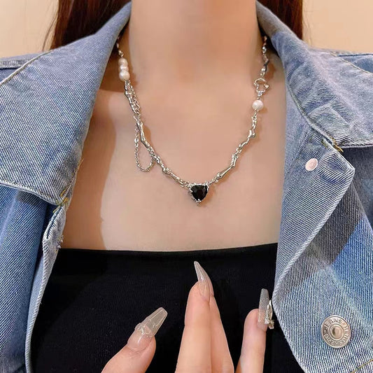 Original S925 Silver Needle Sweet Cool Color Contrasting Love Earrings for Women, Junior High end, Long Style Tassel Earrings 7216