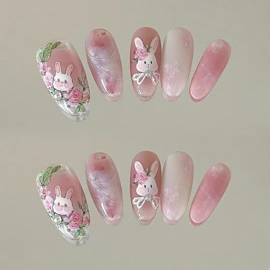 Spring Little Rabbit Rose Paradise Colorful Fantasy