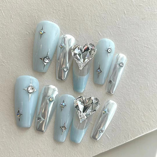 Blue Ocean Wave Legend Mermaid False Nails