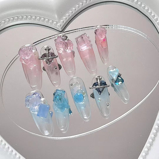 Pink blue dual color gradient Western Empress Dowager