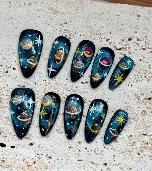 "Galaxy Dreams: Cosmic Nail Art Collection"
