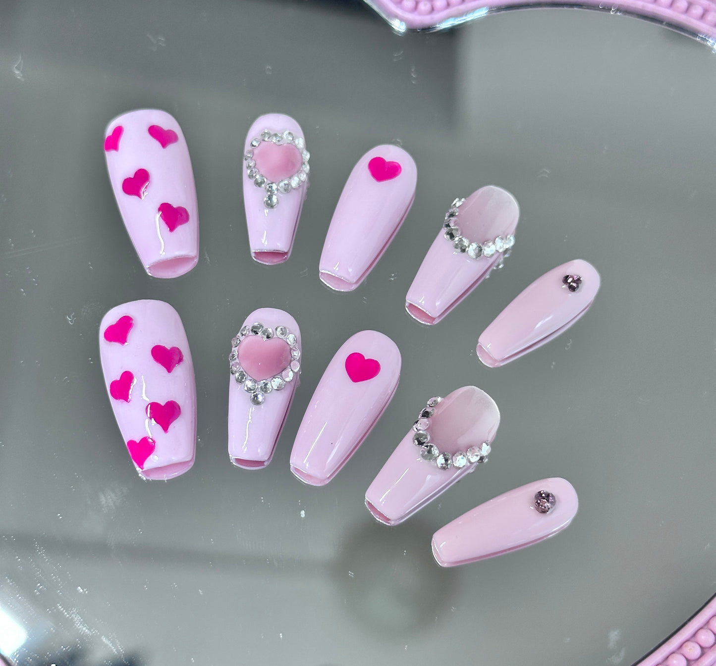 Pink love nails