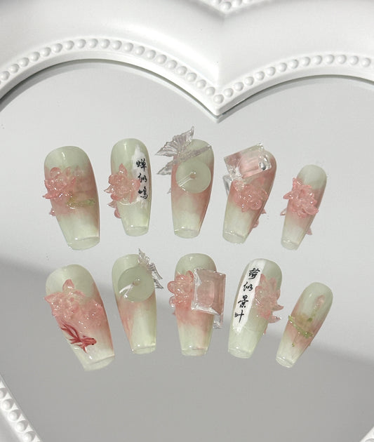 Elegant Oriental Floral Nail Art