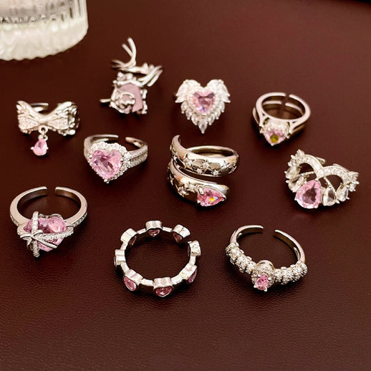 Zircon love opening sweet and exquisite index finger ring