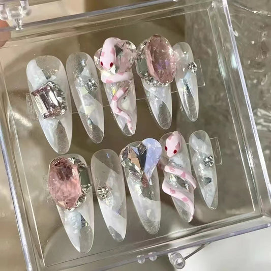 Exquisite Pink Snake Baby Infused with Diamond Immortal Qi