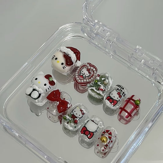 Festive Hello Kitty Christmas Nail Set