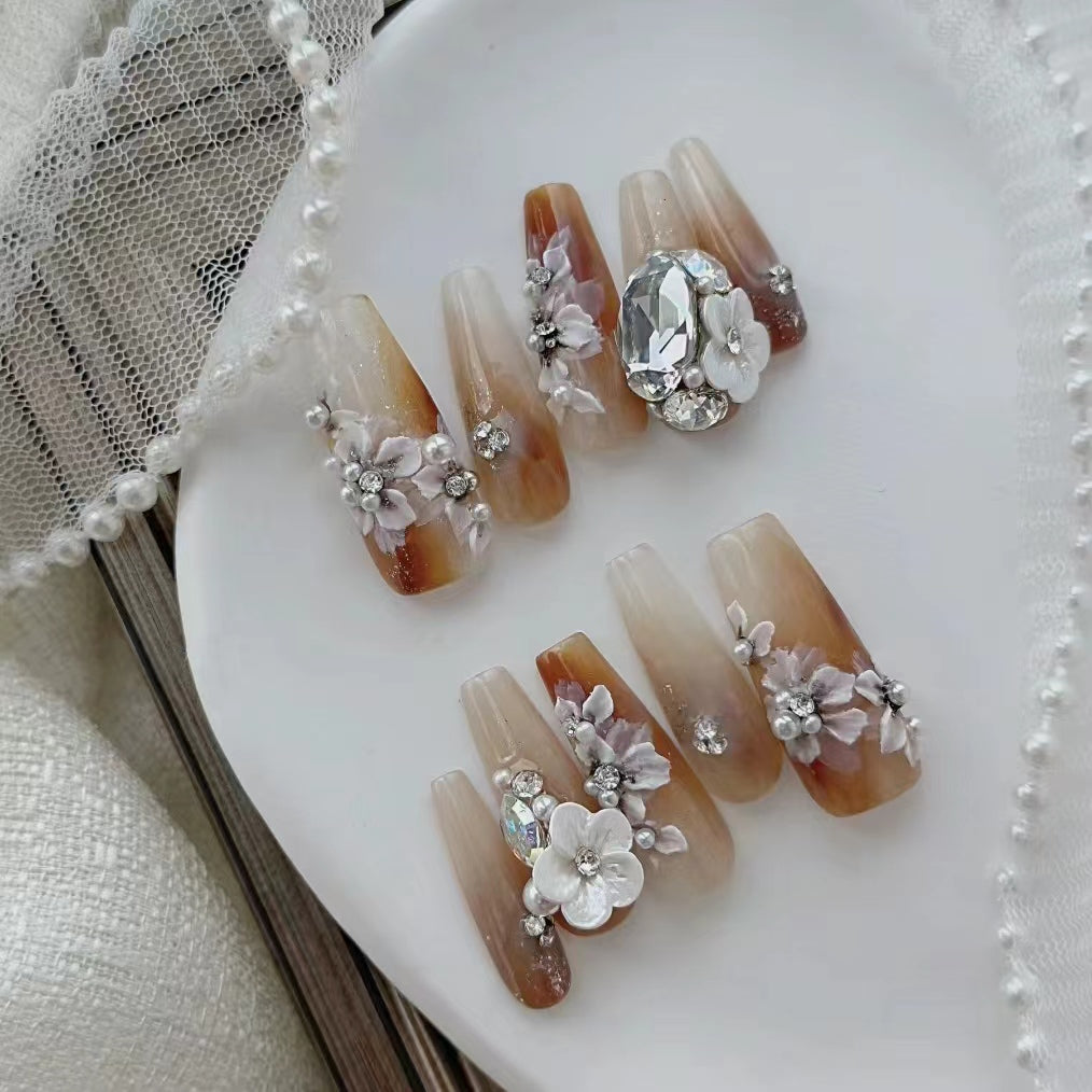 Christmas nail art, fairy like cat eyes, exploding Christmas tree, handcrafted, detachable wearing armor