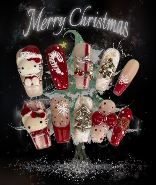 Cute & Festive Christmas Press-On Nails – Holiday Cheer at Your Fingertips
