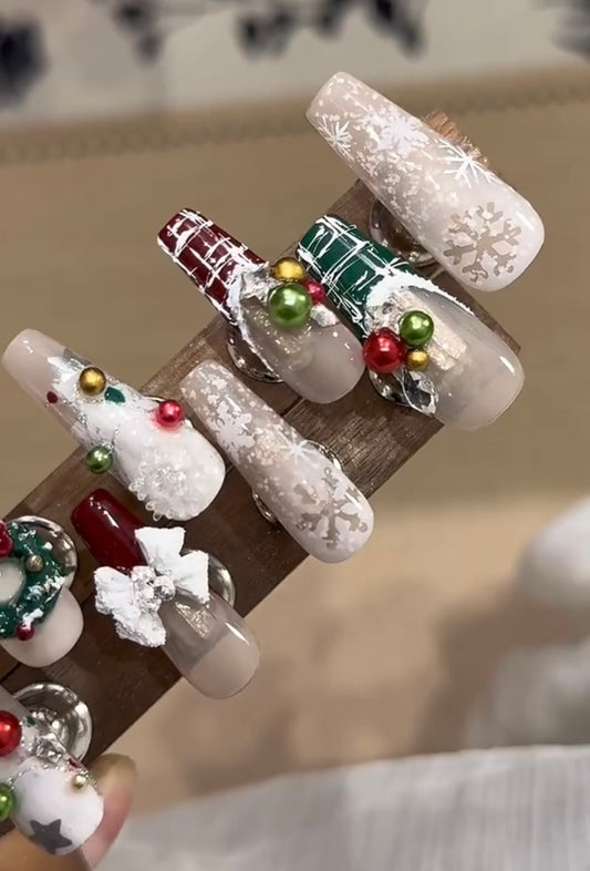 Christmas bow nails