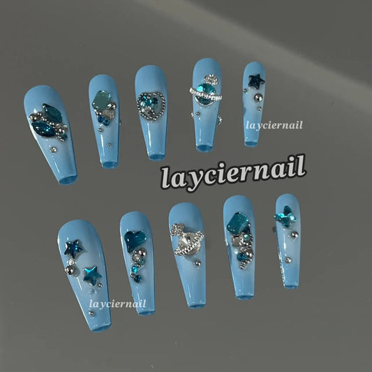 Blue love advanced design nail