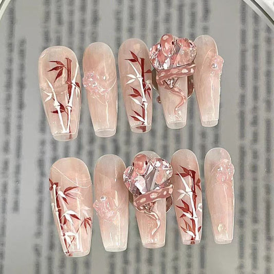 Pink and Daisy Glass Snake | Gaoding National Style Series Retro Creative Hand-painted