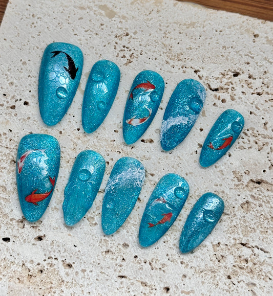 "Koi Serenity: Tranquil Waters Nail Art Set"