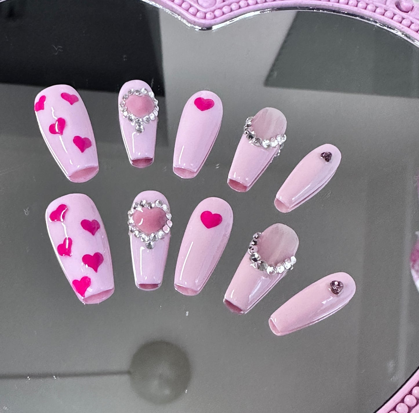 Pink love nails